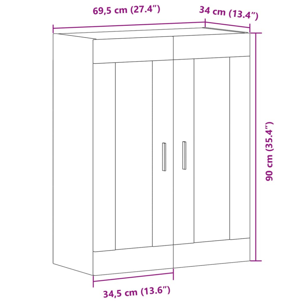 Produktbild för Väggskåp åldrat trä 69,5x34x90 cm konstruerat trä