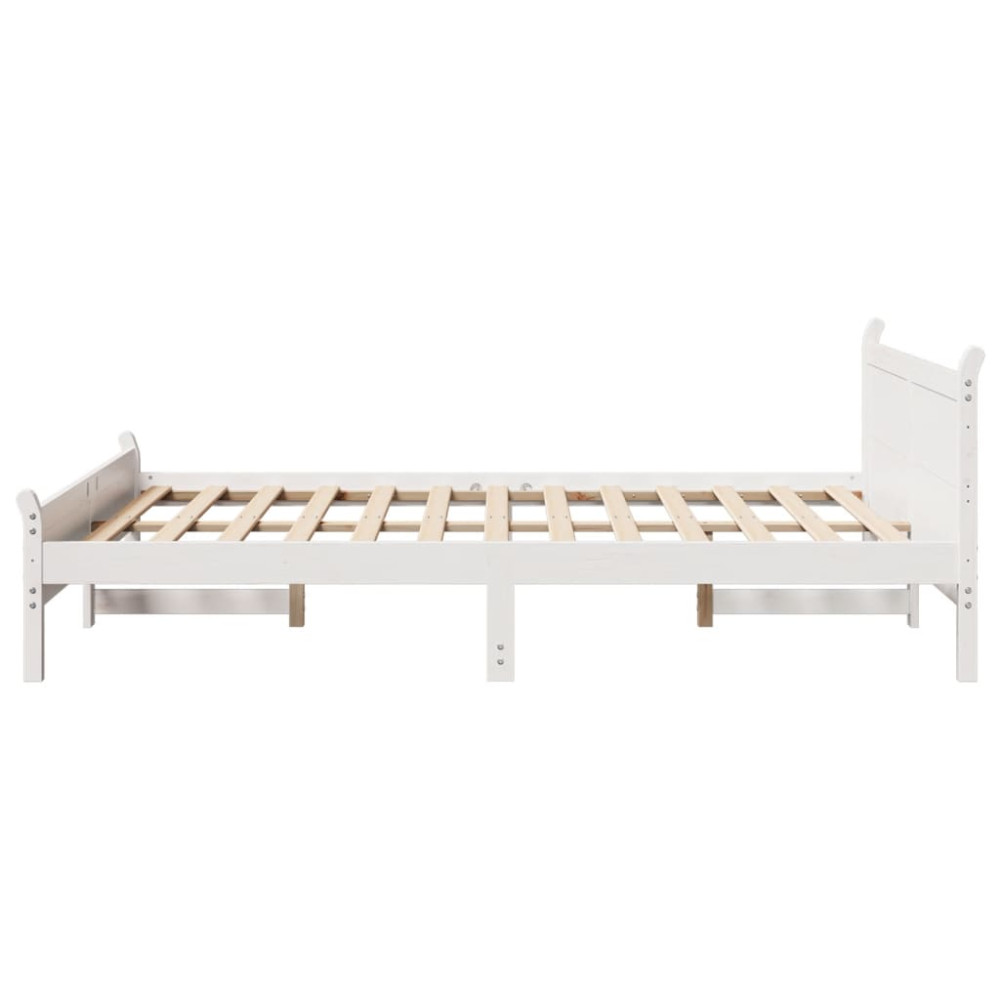 Produktbild för Sängram utan madrass vit 140x190 cm massiv furu