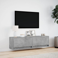 Produktbild för Väggmonterad tv-bänk LED betonggrå 140x31x38 cm