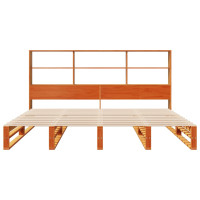 Produktbild för Säng med bokhylla utan madrass vaxbrun 180x200 cm massiv trä