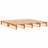 Produktbild för Säng med bokhylla utan madrass vaxbrun 180x200 cm massiv trä