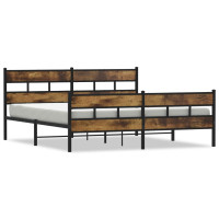 Produktbild för Sängram utan madrass metall rökfärgad ek 180x200 cm