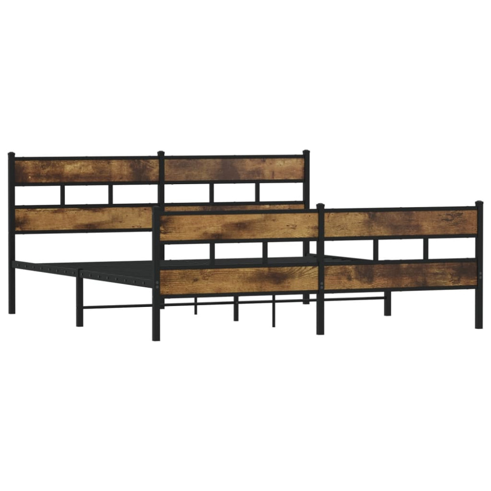 Produktbild för Sängram utan madrass metall rökfärgad ek 180x200 cm