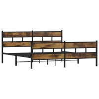 Produktbild för Sängram utan madrass metall rökfärgad ek 180x200 cm