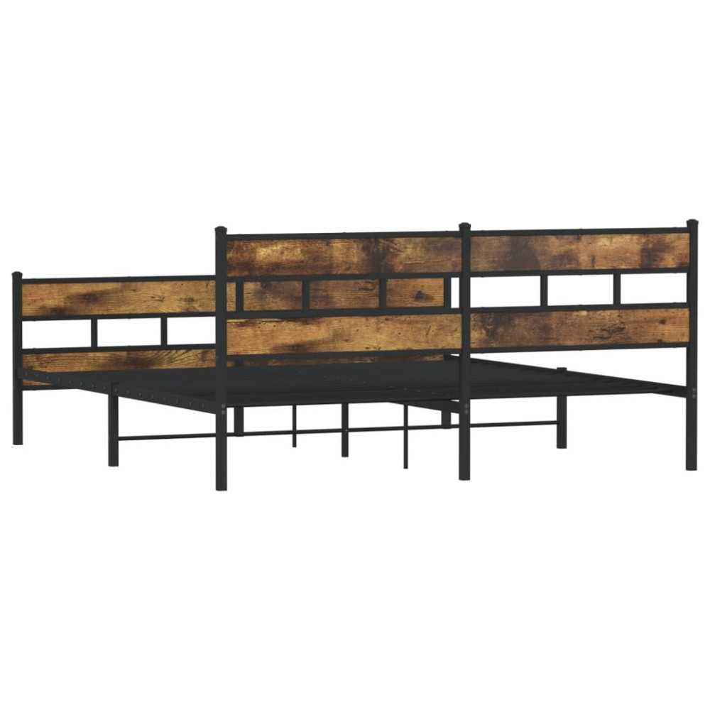 Produktbild för Sängram utan madrass metall rökfärgad ek 180x200 cm