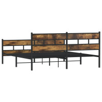 Produktbild för Sängram utan madrass metall rökfärgad ek 180x200 cm