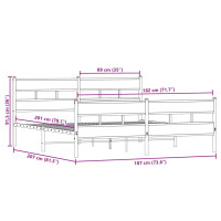 Produktbild för Sängram utan madrass metall rökfärgad ek 180x200 cm