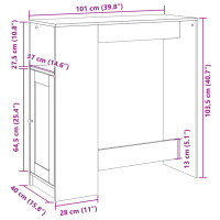 Produktbild för Barbord med ställ vit 101x40x103,5 cm konstruerat trä