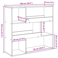 Produktbild för Bokhylla/Rumsavdelare åldrat trä 100x33x94,5 cm