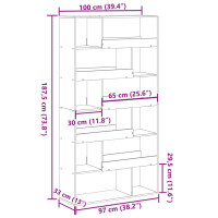 Produktbild för Rumsavdelare grå sonoma 100x33x187,5 cm konstruerat trä