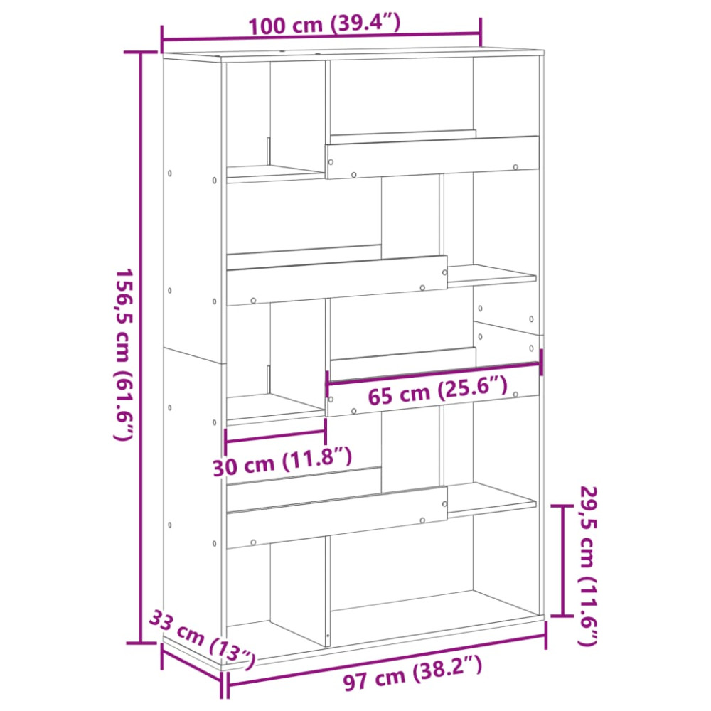 Produktbild för Rumsavdelare betonggrå 100x33x156,5 cm konstruerat trä