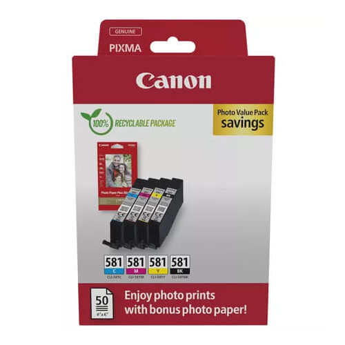 CANON Ink 2106C006 CLI-581 Multipack + Paper