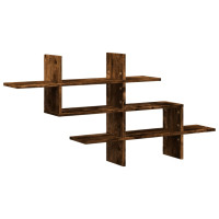 Produktbild för Vägghylla rökfärgad ek 124,5x18x60,5 cm konstruerat trä