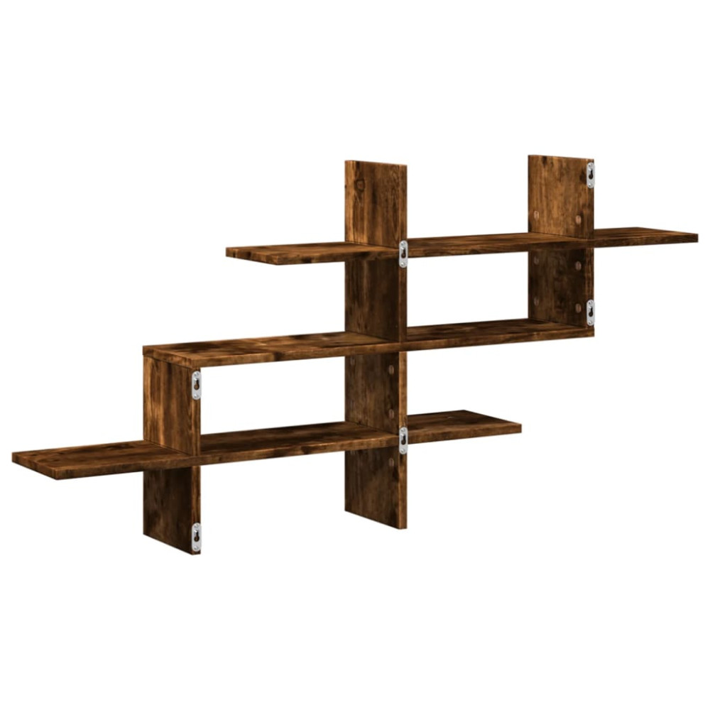 Produktbild för Vägghylla rökfärgad ek 124,5x18x60,5 cm konstruerat trä