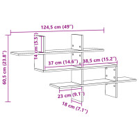Produktbild för Vägghylla rökfärgad ek 124,5x18x60,5 cm konstruerat trä