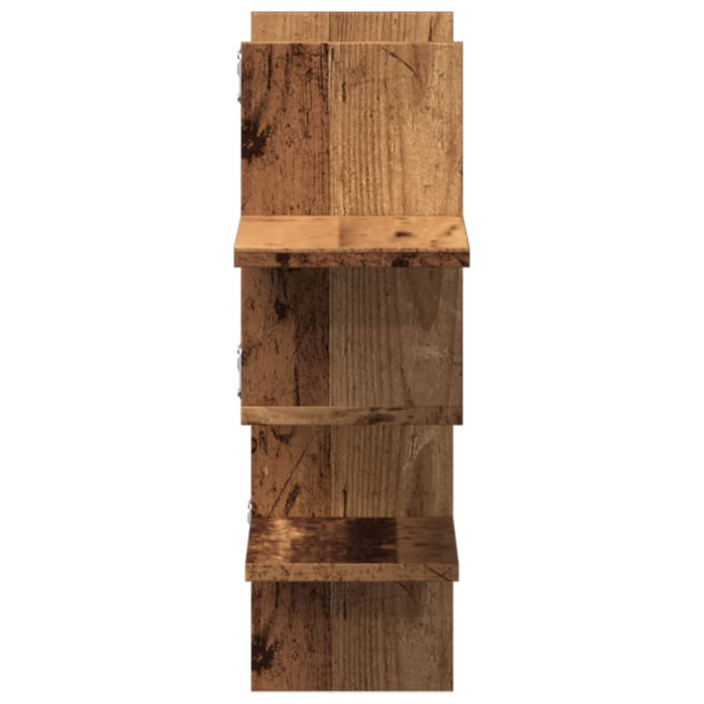 Produktbild för Vägghylla åldrat trä 124,5x18x60,5 cm konstruerat trä