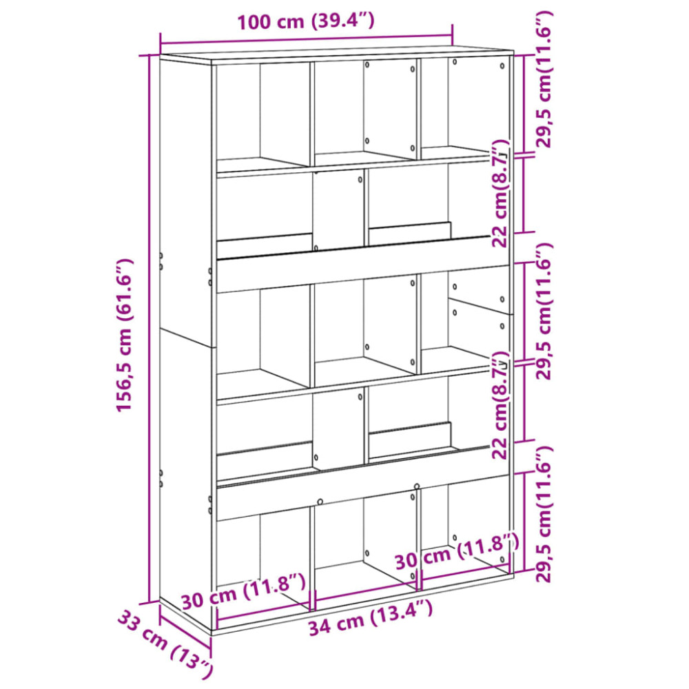 Produktbild för Bokhylla svart 100x33x156,5 cm konstruerat trä