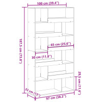 Produktbild för Bokhylla sonoma-ek 100x33x187,5 cm konstruerat trä