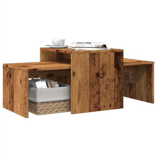 vidaXL Soffbord set åldrat trä 100x48x40 cm konstruerat trä