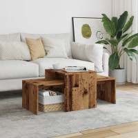 Produktbild för Soffbord set åldrat trä 100x48x40 cm konstruerat trä