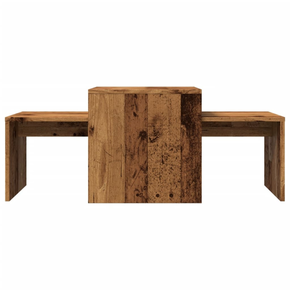 Produktbild för Soffbord set åldrat trä 100x48x40 cm konstruerat trä