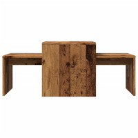 Produktbild för Soffbord set åldrat trä 100x48x40 cm konstruerat trä
