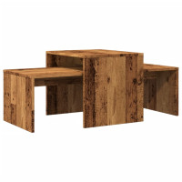 Produktbild för Soffbord set åldrat trä 100x48x40 cm konstruerat trä