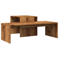 Produktbild för Soffbord set åldrat trä 100x48x40 cm konstruerat trä