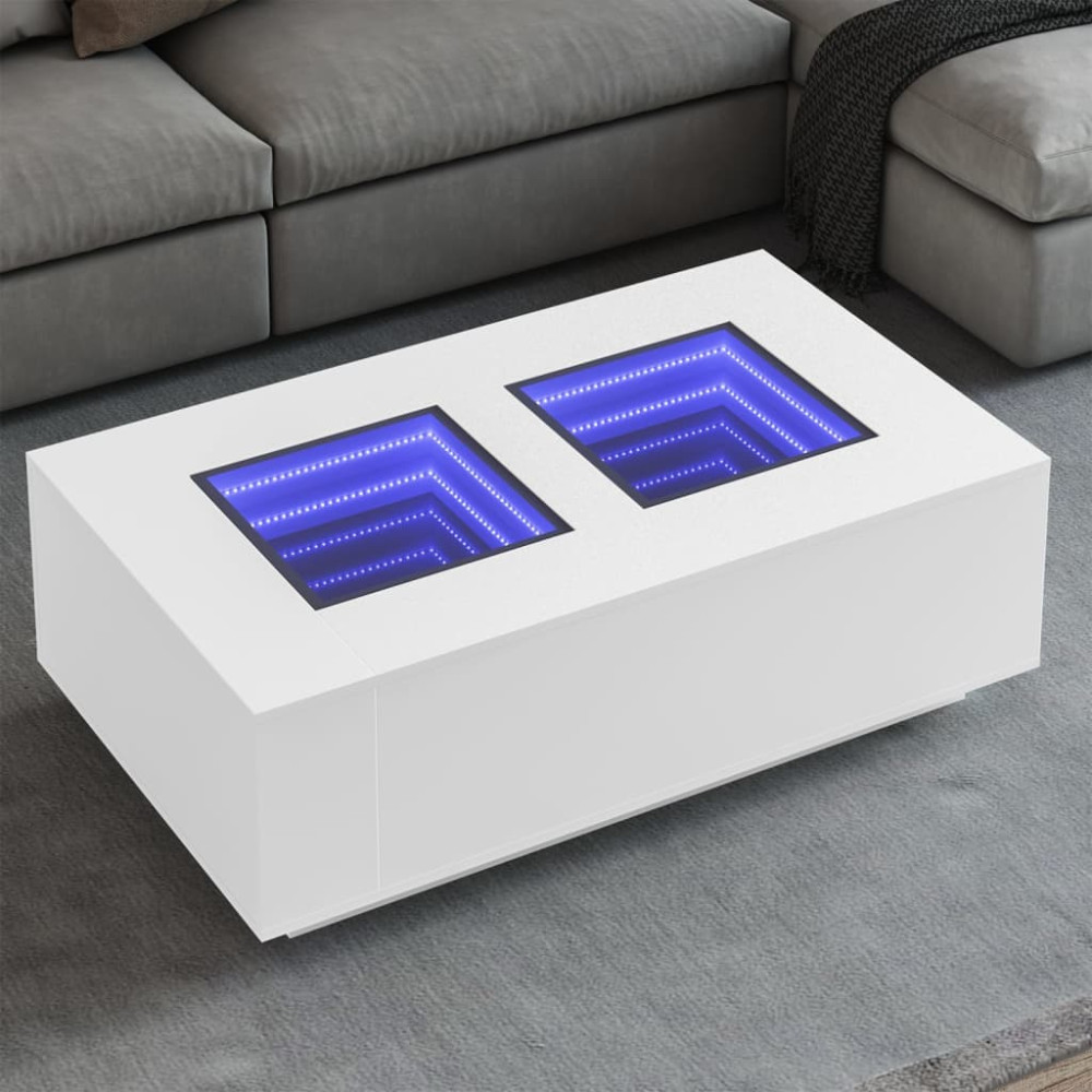 Produktbild för Soffbord med Infinity LEDs vit 116x69x40 cm