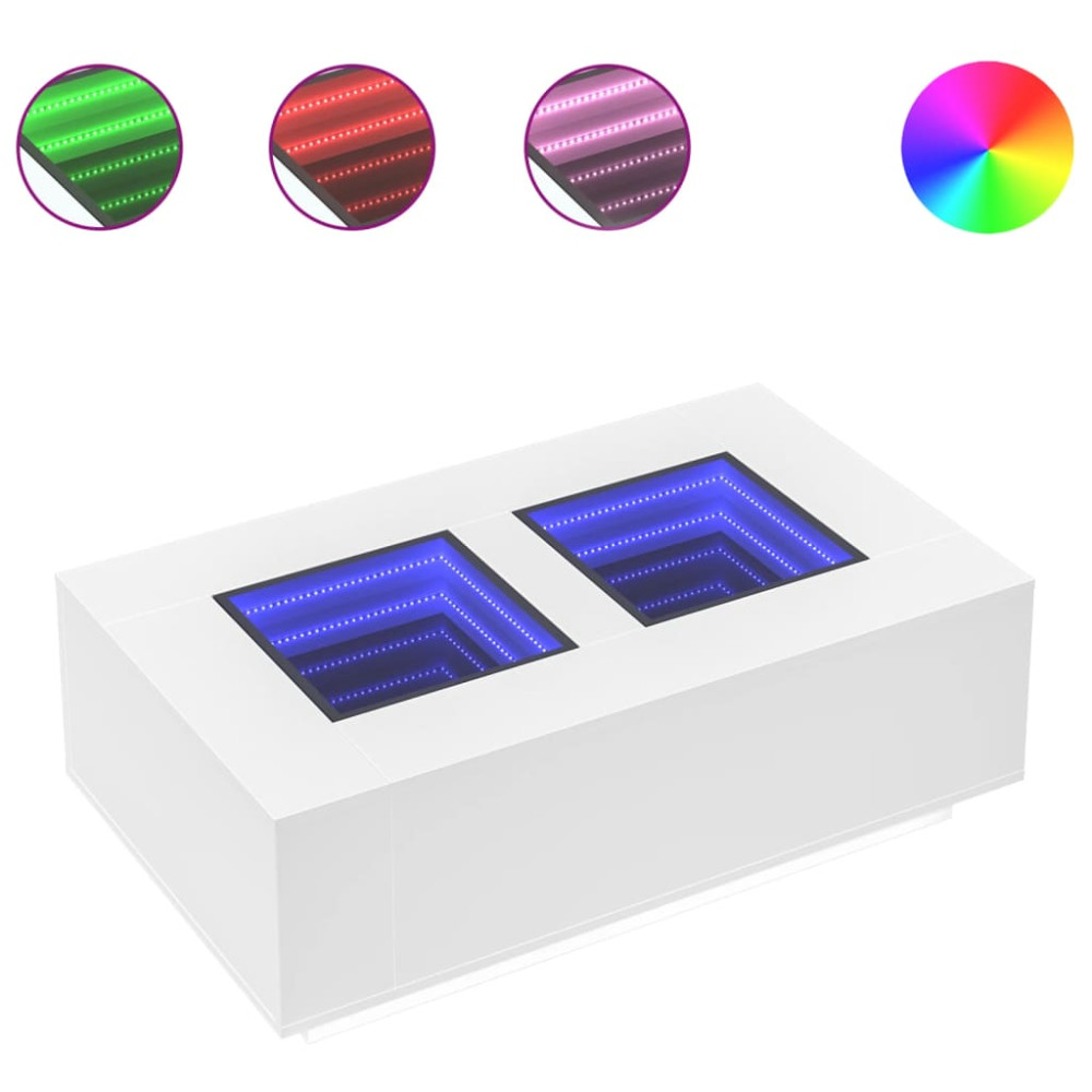 Produktbild för Soffbord med Infinity LEDs vit 116x69x40 cm