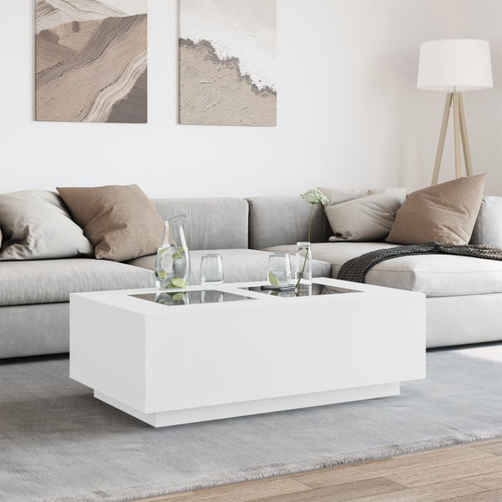 Produktbild för Soffbord med Infinity LEDs vit 116x69x40 cm