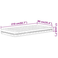 Produktbild för Skummadrass vit 90x210 cm hårdhet H2 H3