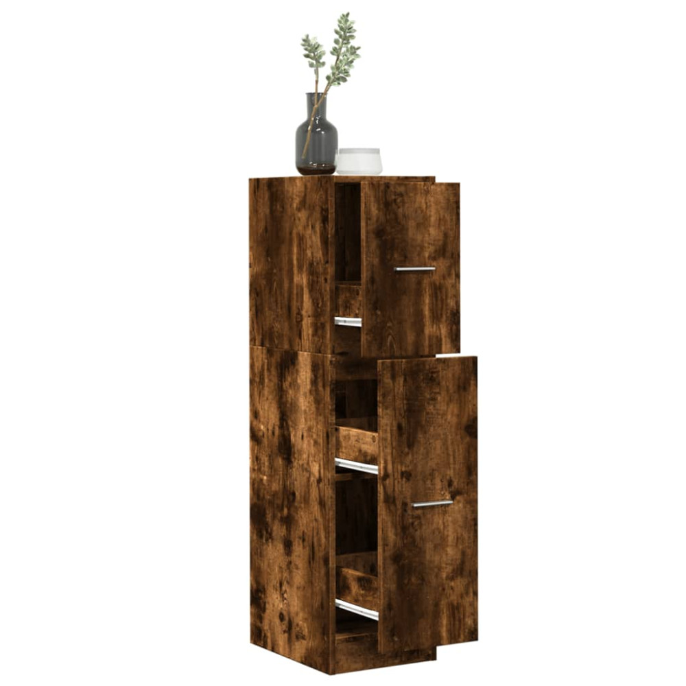 Produktbild för Apoteksskåp rökfärgad ek 30x41x118 cm konstruerat trä