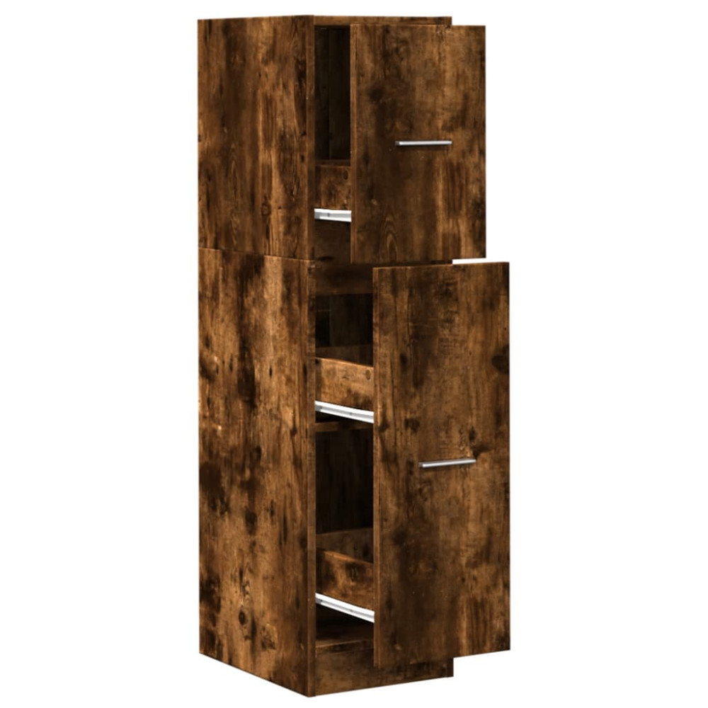 Produktbild för Apoteksskåp rökfärgad ek 30x41x118 cm konstruerat trä