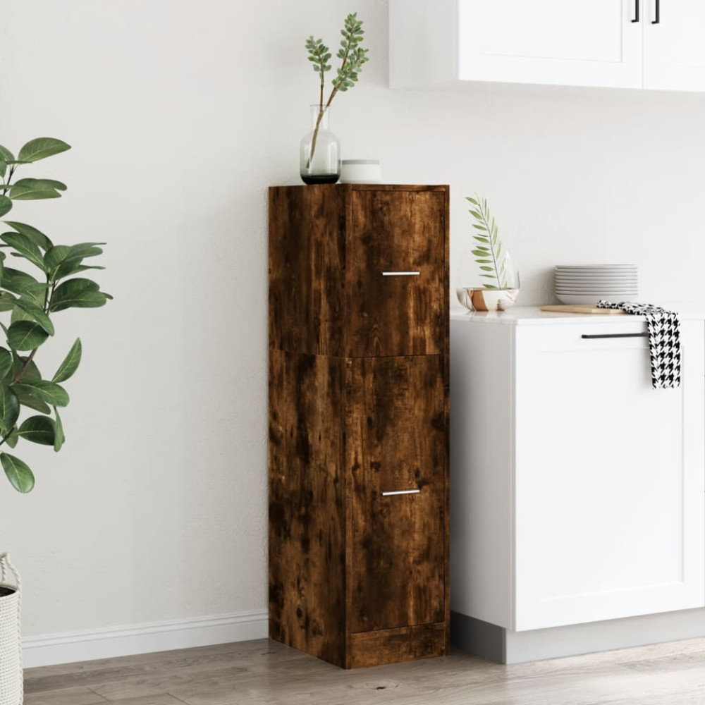Produktbild för Apoteksskåp rökfärgad ek 30x41x118 cm konstruerat trä