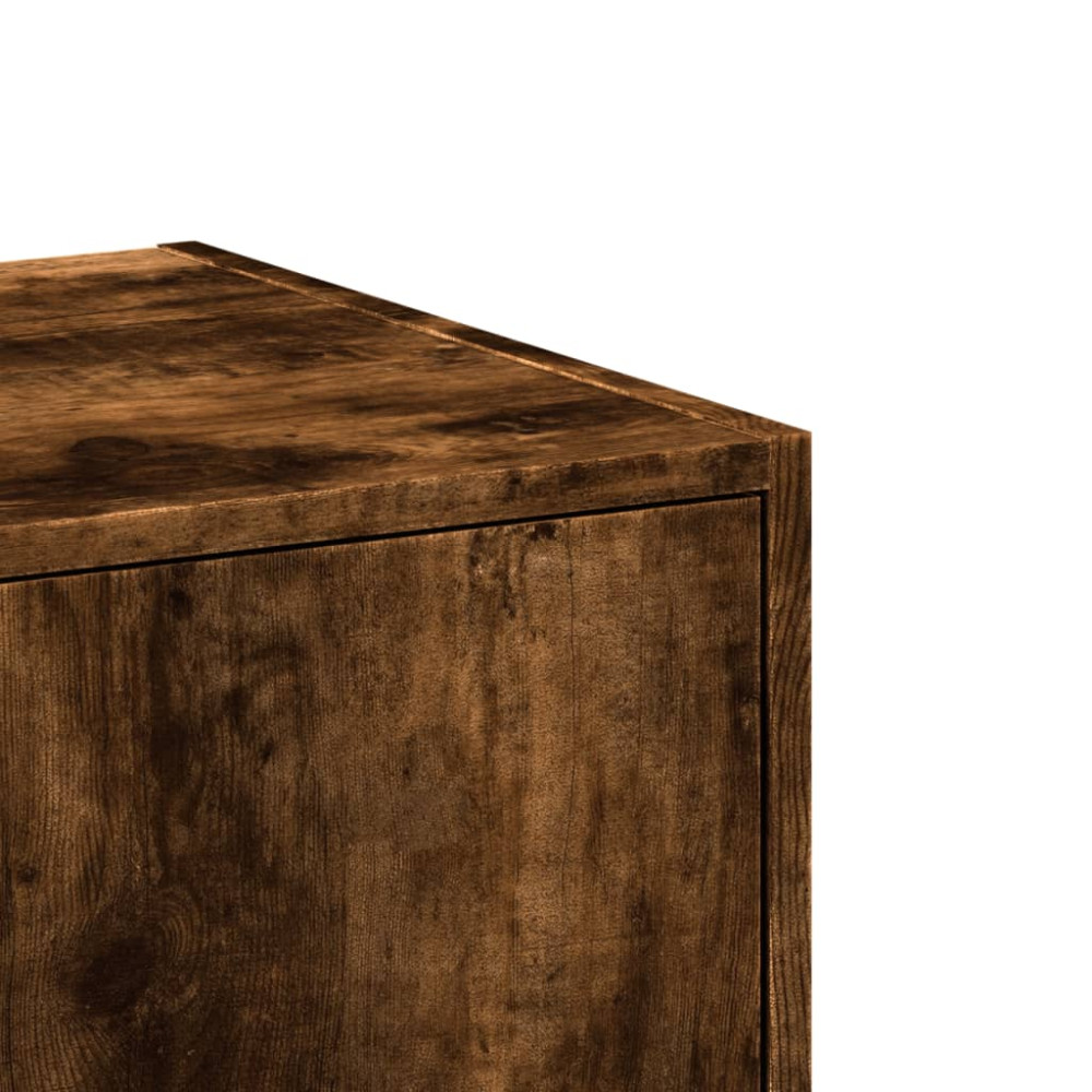 Produktbild för Apoteksskåp rökfärgad ek 30x41x118 cm konstruerat trä