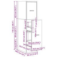 Produktbild för Apoteksskåp rökfärgad ek 30x41x118 cm konstruerat trä
