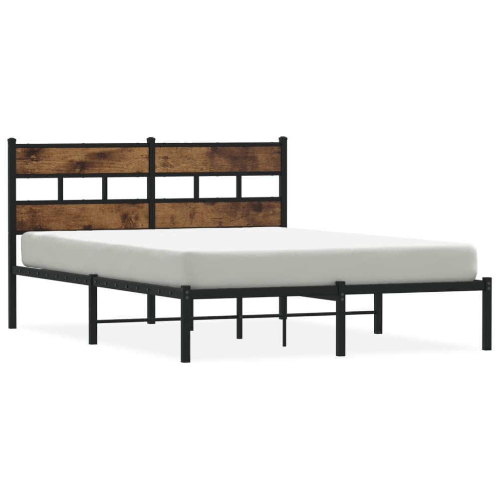 Produktbild för Sängram utan madrass metall rökfärgad ek 150x200 cm