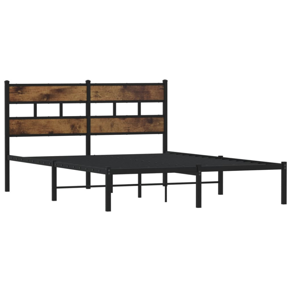 Produktbild för Sängram utan madrass metall rökfärgad ek 150x200 cm