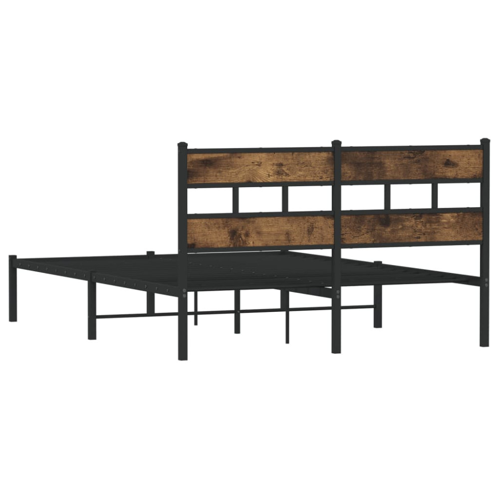 Produktbild för Sängram utan madrass metall rökfärgad ek 150x200 cm