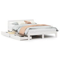 Produktbild för Sängram utan madrass vit 160x200 cm massiv furu