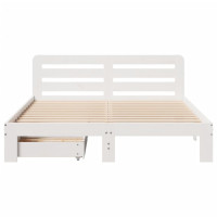 Produktbild för Sängram utan madrass vit 160x200 cm massiv furu