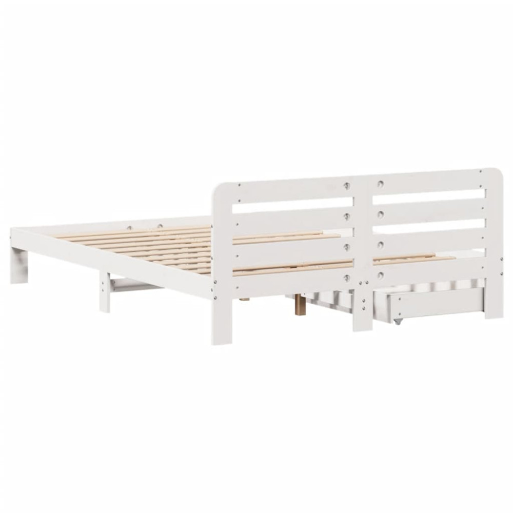 Produktbild för Sängram utan madrass vit 160x200 cm massiv furu