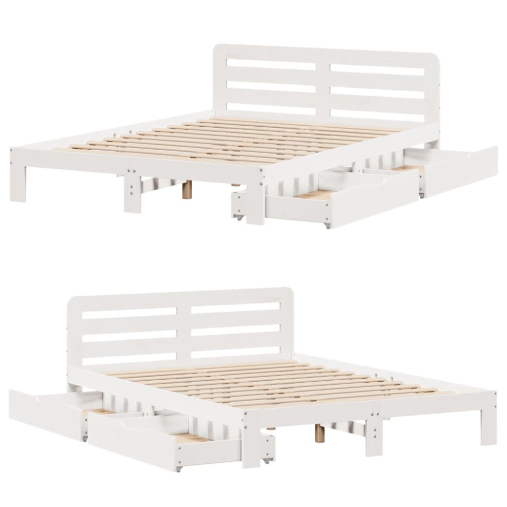 Produktbild för Sängram utan madrass vit 160x200 cm massiv furu