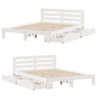 Produktbild för Sängram utan madrass vit 160x200 cm massiv furu
