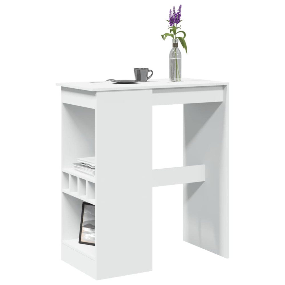 Produktbild för Barbord med hyllor vit 90x47,5x103,5 cm konstruerat trä