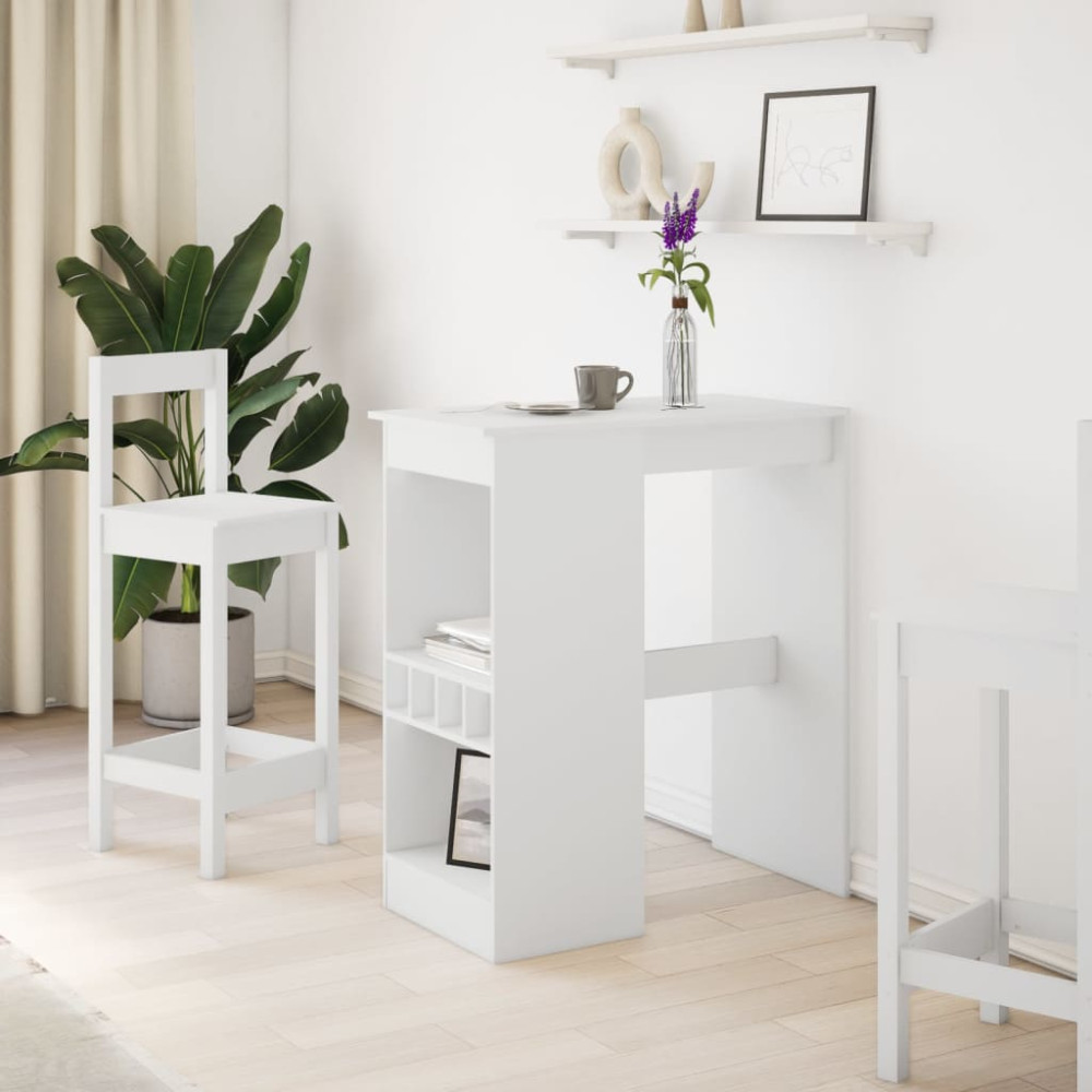 Produktbild för Barbord med hyllor vit 90x47,5x103,5 cm konstruerat trä