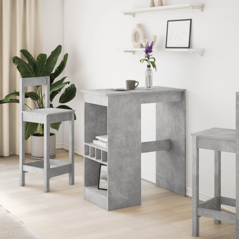 Produktbild för Barbord med hyllor betonggrå 90x47,5x103,5 cm konstruerat trä