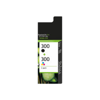 Produktbild för HP 300 - 2-pack - svart, färg (cyan, magenta, gul) - original - bläckpatron