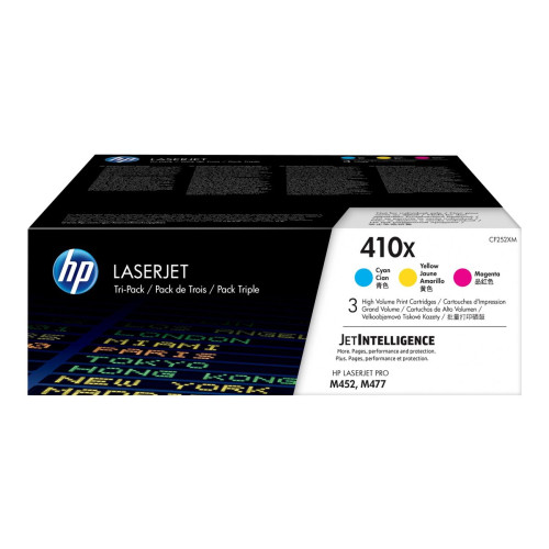 Hewlett-Packard HP 410X - 3-pack - Lång livslängd - gul, cyan, magenta - original - LaserJet - tonerkassett (CF252XM)